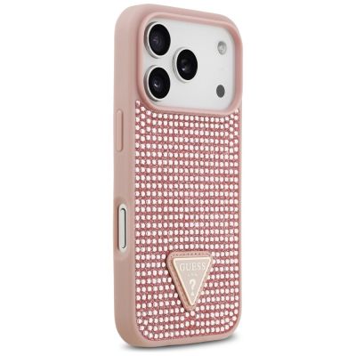 4. Guess Strass Dreieck Logo iPhone 17 Pro Hülle - Rosa