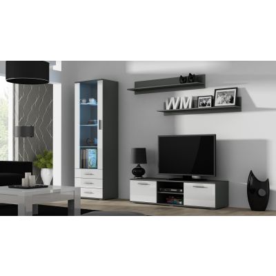 2. TV-Schrank SOHO 140 grau/weiß glänzend