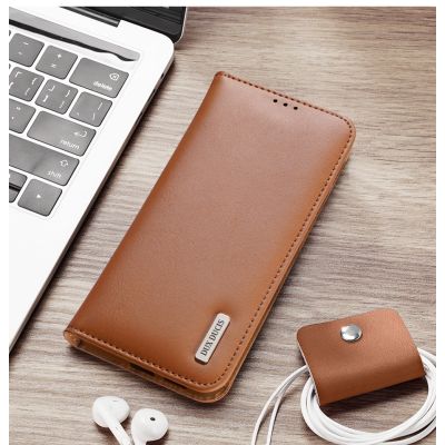 9. Dux Ducis Hivo Samsung Galaxy S25 Edge Hülle mit Klappdeckel und RFID-Schutz - Braun