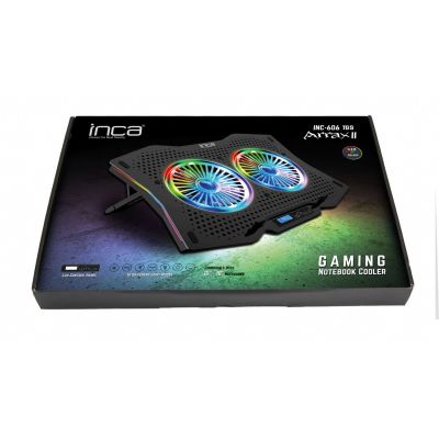 4. INCA Notebook-Kühler 2x 115x15mm Feuerzeug/RGB/1200RPM/2xUSB Einzelhandel