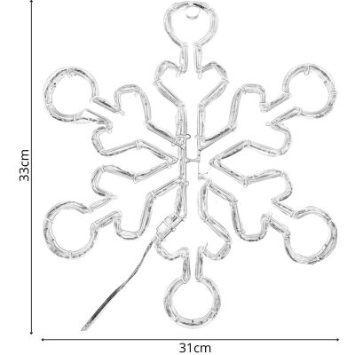 5. DEKORATIVER HÄNGE-SCHNEEFLOCKE 32,5 CM 100LED TRIMER WARMWEISS