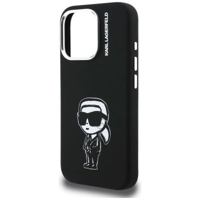 6. Karl Lagerfeld Silikon-MagSafe-Hülle mit Karl-Sketch-Motiv für iPhone 16 Pro – Schwarz