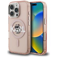 Karl Lagerfeld IML Choupette Sketch Logo MagSafe Hülle für iPhone 16 Pro - Pink