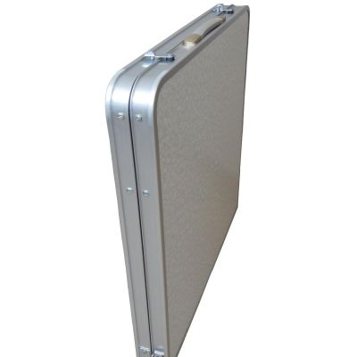 11. Klappbarer Campingtisch 120x60x70/62/55cm, 4 Stühle und Ablage