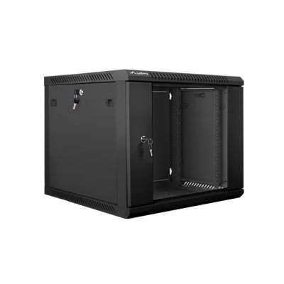 9. Lanberg WF01-6609-10B einteiliger Schrank (9 HE; 500 mm / 600 mm / 600 mm; Wandmontage; Glas; 19 Zoll; schwarz)