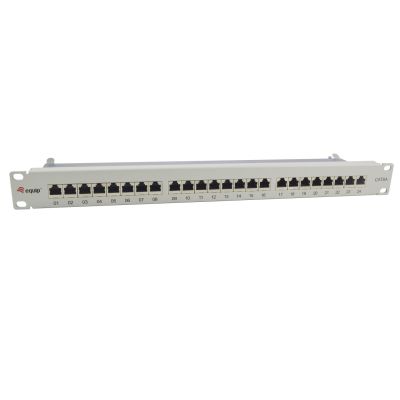 19-Zoll-Patchpanel mit 24 RJ45-Anschlüssen, Cat6a-FTP-Anschluss, 1 HE, 500 MHz, RAL7035