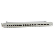 19-Zoll-Patchpanel mit 24 RJ45-Anschlüssen, Cat6a-FTP-Anschluss, 1 HE, 500 MHz, RAL7035
