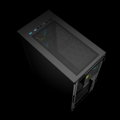 6. GEMBIRD FORNAX 4000 MIDI-TOWER-CASE (2x USB 3.0, 1x USB 2.0, HD-Audio, Seitenwand aus Glas, ARGB-Hintergrundbeleuchtung) SCHWARZ