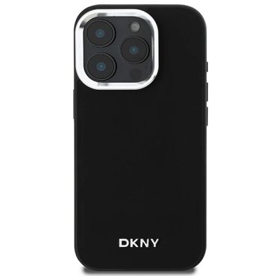 3. DKNY Plain Silver Logo MagSafe-Hülle für iPhone 16 Pro Max – Schwarz