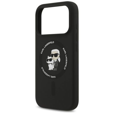 6. Karl Lagerfeld Silikon Karl&Choupette Ring MagSafe Case für iPhone 17 Pro Max - Schwarz