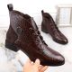2. Filippo W PAW478B Stiefeletten aus braunem Lackleder mit isolierter Krokodilleder