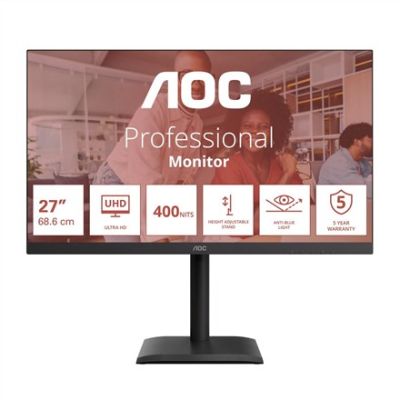 24. AOC E4 U27E4CV Computermonitor 68,6 cm (27") 3840 x 2160 px 4K Ultra HD LED Schwarz
