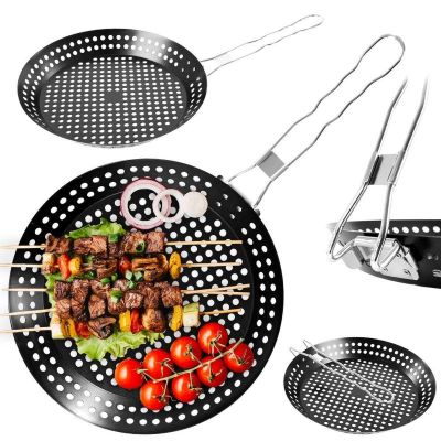 5. Grillpfanne mit klappbarem Griff, antihaftbeschichtet, schwarz