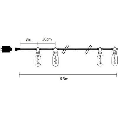 16. Party-Lichterkette für den Außenbereich, 12 Spiralen, 12 LED-Lampen, 6,3 m, 230 V