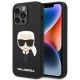 Karl Lagerfeld Silikonhülle mit Karls Kopf für iPhone 14 Pro Max – Schwarz