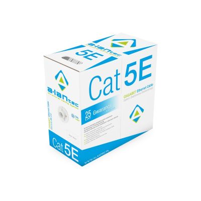U/UTP-Kabel Kategorie 5e, Datenkommunikation, LSOH, DCA 4x2x24 AWG, 1 Gbit/s, 250 MHz, 25 Jahre Garantie, INTERTEK ETL-zertifiziert, grau, 305 m – ALANTEC