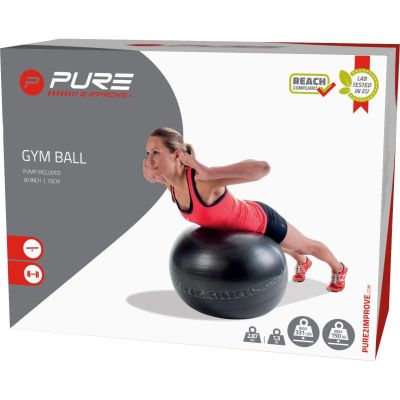 12. FITNESSBALL 75CM SCHWARZ PURE 2 IMPROVE