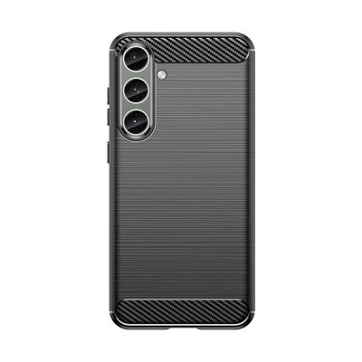 4. Hülle für Carbon Case Samsung Galaxy S24+ flexible Silikon-Carbon-Hülle - Schwarz