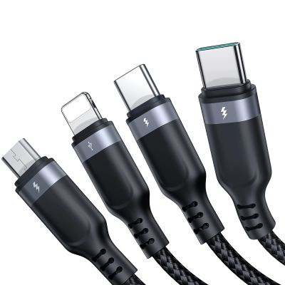 3. Joyroom Multi-Use Series S-A18 4in1 USB-A - USB-C / USB-C / Lightning / Micro-USB-Kabel 1,2 m - Schwarz