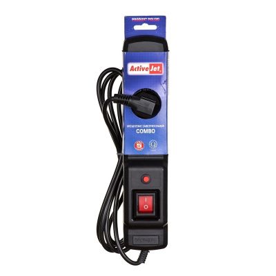 3. Activejet COMBO Überspannungsschutzleiste 3 GB/5 m/CZ (10 A; 2300 W) 5 m; schwarz