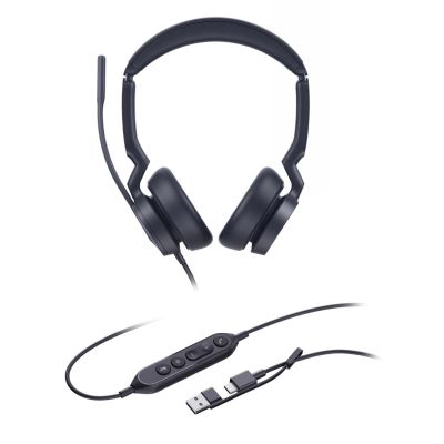 3. Yealink UH46 Dual UC USB-C/A Headset mit Kabel und Kopfbügel, geeignet für Büro/Callcenter, USB Typ-C / USB Typ-A, Schwarz