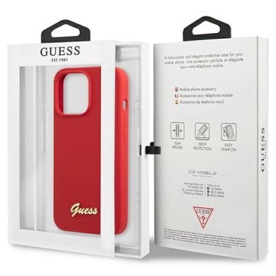 8. Guess GUHCP13XLSLMGRE iPhone 13 Pro Max 6,7" rot/burgund Hartschale Silikon Vintage Gold Logo