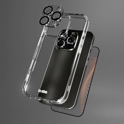 7. SBS-Set mit D3O-Technologie für iPhone 16 Pro Max – Hülle + Displayglas und Kameraschutz – transparent