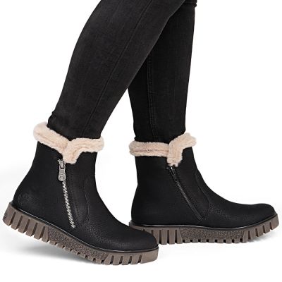 12. Gefütterte schwarze Damen-Ankle-Boots Rieker Y3481-01