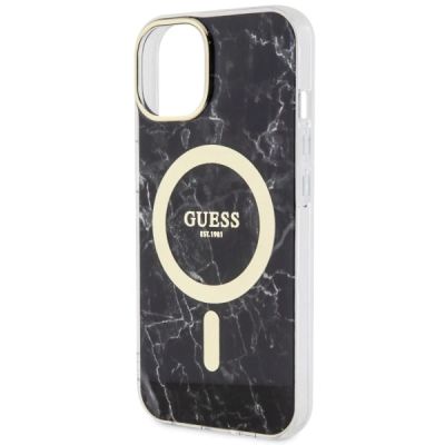 6. Guess GUHMP14SPCUMAK iPhone 14 6.1" schwarz/schwarz Hardcase Marble MagSafe