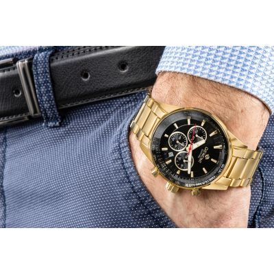 4. Herrenuhr Giewont Chronograph Saphir Gold Schwarz GW9140-B4