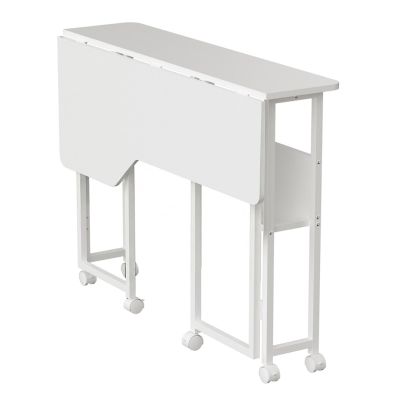 7. MACLEAN Klapptisch, weiß, mobil, 100 x 73 cm, max. 50 kg, abgewinkelt, L-förmig, MC-126 L/B