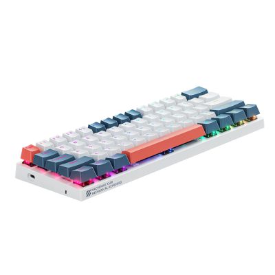 5. Machenike K500-B61 Kabelgebundene mechanische Gaming-Tastatur mit Hintergrundbeleuchtung, rote Schalter - Weiß und Blau