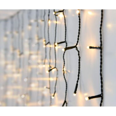 5. WEIHNACHTSLICHTER LICHTERKETTEN-VORHANG FÜR AUSSEN 360 LED STEUERUNG TIMER WARMWEISS GRÜNES KABEL