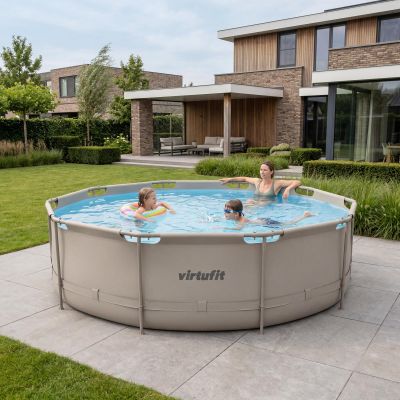 13. VIRTUFIT RUNDER POOL 366 CM MIT FILTPUMPE BEIGE