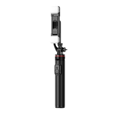 10. Selfie Stick WC12YDS Teleskopstativ 1,3 m aus Aluminiumlegierung mit Dual-Licht und Telefonhalter – Schwarz
