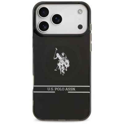 3. US Polo DH und Bottom Stripe Logo MagSafe Hülle für iPhone 17 Pro Max - Schwarz