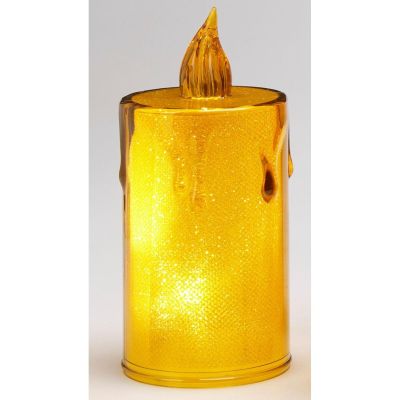 30. Dekorative Kerze, 8 cm, bernsteinfarben, warmweiß, 1 LED
