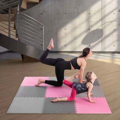 3. Multipack One Fitness MP10 Puzzlematte rosa und grau 9 Stück 10 mm
