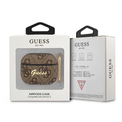 3. Guess GUA34GSMW AirPods 3 Hülle braun/braun 4G Script Metal Collection