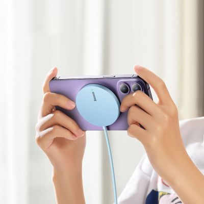 11. Baseus Simple Mini3 magnetisches Ladegerät MagSafe Qi 15W blau