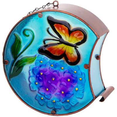 3. Gartendekoration 22,5 x 8 x 22 cm Hängelaterne aus Buntglas