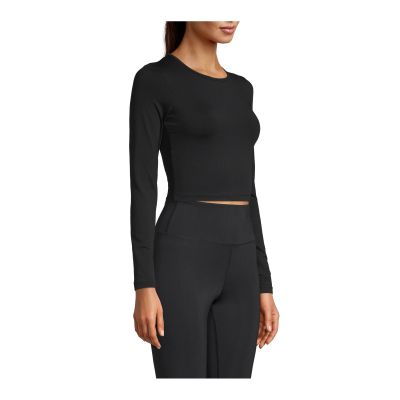 4. CASALL Crop Langarm T-Shirt schwarz
