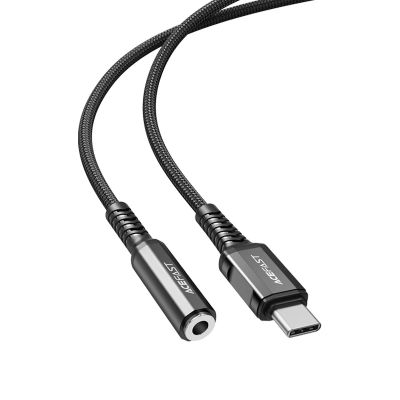 2. Acefast Audiokabel USB Typ C - 3,5 mm Miniklinke (weiblich) 18 cm, DAC, AUX schwarz (C1-07 schwarz)