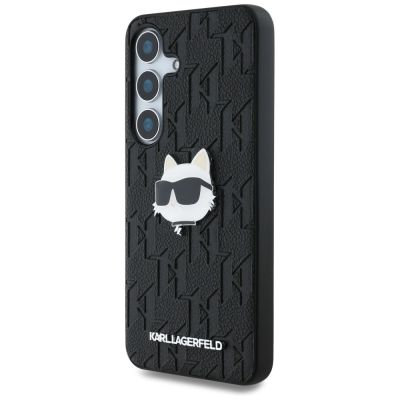 2. Karl Lagerfeld Leder-Hülle mit Monogramm-Pin-Logo und Choupette-Kopf für Samsung Galaxy S25, Schwarz
