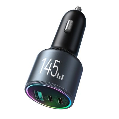 3. Joyroom JR-CCN07 145W Autoladegerät 2xUSB-C USB-A + 100W USB-C Kabel - Dunkelgrau
