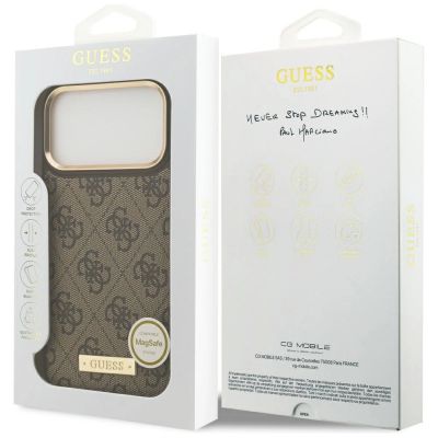 8. Guess 4G Logo Plate MagSafe Hülle für iPhone 17 Pro Max – Braun