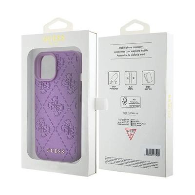 8. Guess GUHCP15SP4EPMU iPhone 15 6,1" lila/helllila Hardcase Leder 4G gestempelt