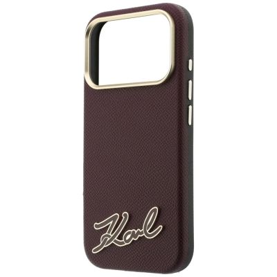 6. Karl Lagerfeld MagSafe-Hülle mit genarbtem Harz-Logo für iPhone 18 Pro Max / 17 Pro Max – Burgunderrot