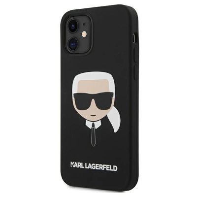 2. Karl Lagerfeld Silikonhülle mit Karls Kopf für iPhone 12 mini – Schwarz