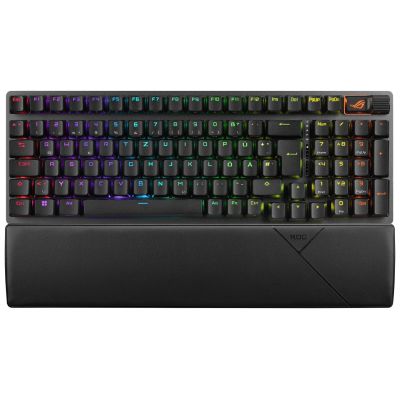ASUS ROG Strix Scope II 96 Kabellose Gaming-Tastatur, USB + RF Wireless + Bluetooth, QWERTZ, Deutsch, Schwarz
